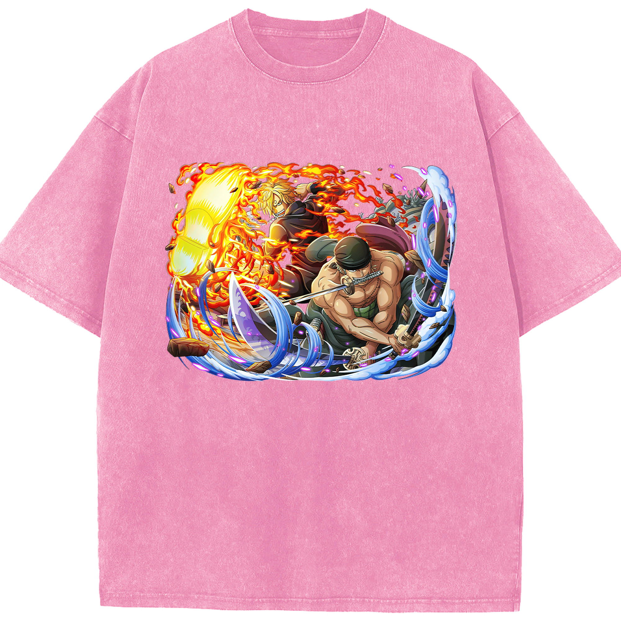 ワンピース ロロノア・ゾロ ONE PIECE Roronoa Zoro 綿100% ヴィンテージ風 半袖Tシャツ（フロントプリント）